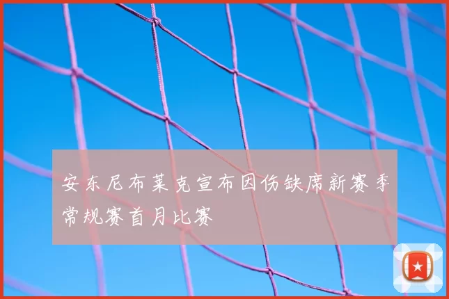 安东尼布莱克宣布因伤缺席新赛季常规赛首月比赛